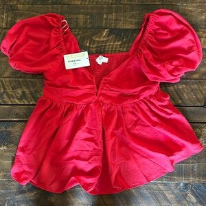 Cropped puff sleeve top